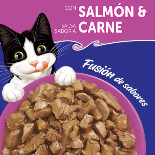 Alimento Humedo FELIX Salmon y Salsa Sabor Carne 85 gr